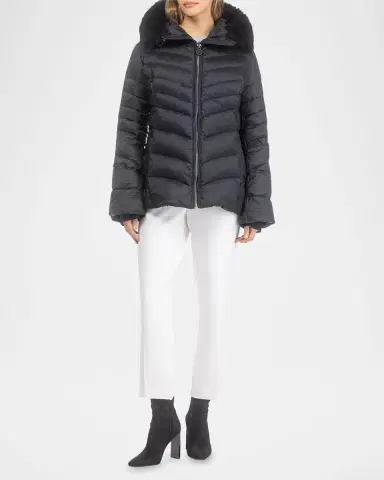 Gorski Down Apres-Ski Jacket with Detachable Toscana Lamb Hood Trim | Thumbnail 2 Gorski Down Apres-Ski Jacket with Detachable Toscana Lamb Hood Trim | Thumbnail 2