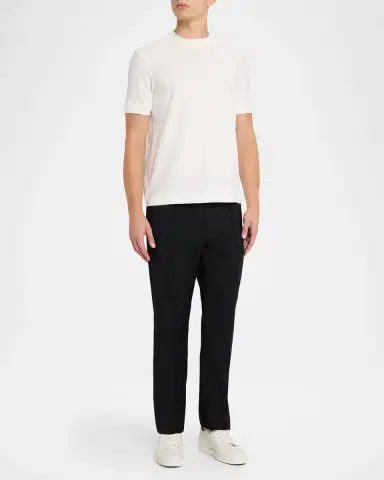 Emporio Armani Men's Tonal Basketweave Crewneck T-Shirt | Thumbnail 2 Emporio Armani Men's Tonal Basketweave Crewneck T-Shirt | Thumbnail 2
