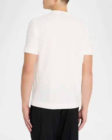 Emporio Armani Men's Tonal Basketweave Crewneck T-Shirt | Thumbnail 3 Emporio Armani Men's Tonal Basketweave Crewneck T-Shirt | Thumbnail 3