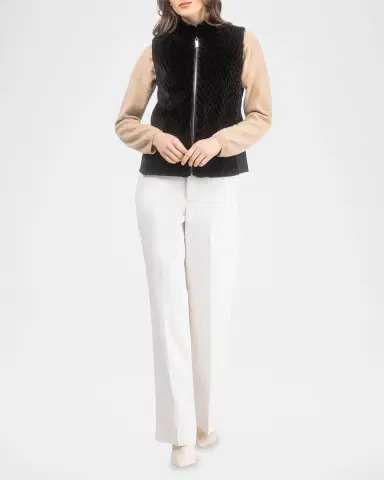 Gorski Chevron Grooved Shearling Lamb Zip Vest With Loro Piana Wool Back | Thumbnail 2 Gorski Chevron Grooved Shearling Lamb Zip Vest With Loro Piana Wool Back | Thumbnail 2