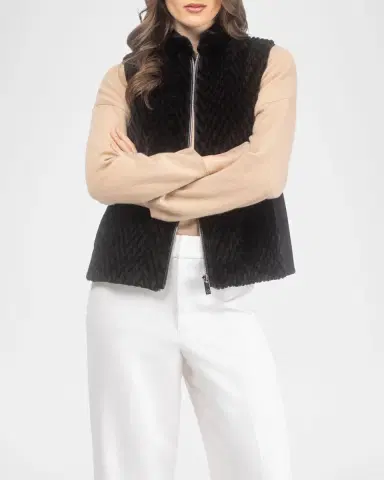 Gorski Chevron Grooved Shearling Lamb Zip Vest With Loro Piana Wool Back | Thumbnail 5 Gorski Chevron Grooved Shearling Lamb Zip Vest With Loro Piana Wool Back | Thumbnail 5
