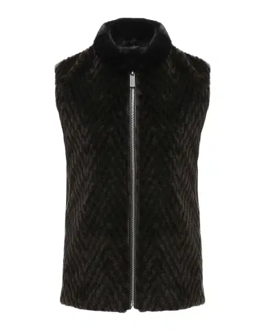 Gorski Chevron Grooved Shearling Lamb Zip Vest With Loro Piana Wool Back | Thumbnail 1 Gorski Chevron Grooved Shearling Lamb Zip Vest With Loro Piana Wool Back | Thumbnail 1