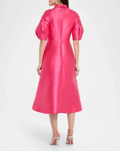 Rickie Freeman for Teri Jon Puff-Sleeve Gazar Midi Shirtdress | Thumbnail 3 Rickie Freeman for Teri Jon Puff-Sleeve Gazar Midi Shirtdress | Thumbnail 3