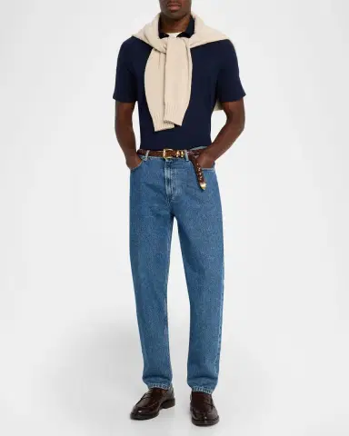 Ralph Lauren Purple Label Men's Cotton-Cashmere Piqué Polo Shirt | Thumbnail 2 Ralph Lauren Purple Label Men's Cotton-Cashmere Piqué Polo Shirt | Thumbnail 2