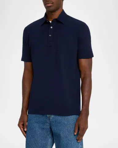 Ralph Lauren Purple Label Men's Cotton-Cashmere Piqué Polo Shirt | Thumbnail 4 Ralph Lauren Purple Label Men's Cotton-Cashmere Piqué Polo Shirt | Thumbnail 4