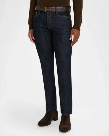 Tom Ford Men's Dark Rinse Selvedge Straight-Fit Jeans | Thumbnail 4 Tom Ford Men's Dark Rinse Selvedge Straight-Fit Jeans | Thumbnail 4