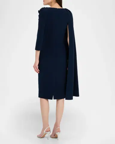 Rickie Freeman for Teri Jon Cape-Sleeve Crepe Midi Dress | Thumbnail 3 Rickie Freeman for Teri Jon Cape-Sleeve Crepe Midi Dress | Thumbnail 3