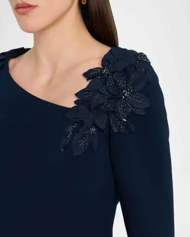 Rickie Freeman for Teri Jon Cape-Sleeve Crepe Midi Dress | Thumbnail 5 Rickie Freeman for Teri Jon Cape-Sleeve Crepe Midi Dress | Thumbnail 5