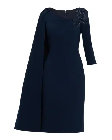 Rickie Freeman for Teri Jon Cape-Sleeve Crepe Midi Dress | Thumbnail 1 Rickie Freeman for Teri Jon Cape-Sleeve Crepe Midi Dress | Thumbnail 1