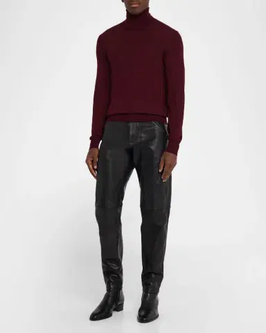 Saint Laurent Men's Slim Textured Leather Pants | Thumbnail 2 Saint Laurent Men's Slim Textured Leather Pants | Thumbnail 2