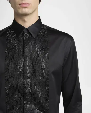 Giorgio Armani Men's Crystal Bib Front Cotton Dress Shirt | Thumbnail 5 Giorgio Armani Men's Crystal Bib Front Cotton Dress Shirt | Thumbnail 5