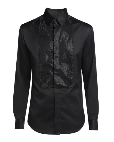 Giorgio Armani Men's Crystal Bib Front Cotton Dress Shirt | Thumbnail 1 Giorgio Armani Men's Crystal Bib Front Cotton Dress Shirt | Thumbnail 1