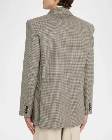 Saint Laurent Men's Double-Breasted Check Wool Blazer | Thumbnail 3 Saint Laurent Men's Double-Breasted Check Wool Blazer | Thumbnail 3