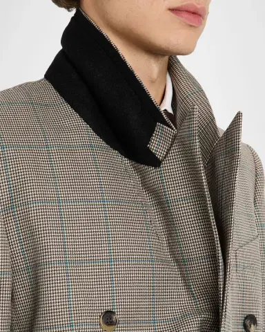 Saint Laurent Men's Double-Breasted Check Wool Blazer | Thumbnail 7 Saint Laurent Men's Double-Breasted Check Wool Blazer | Thumbnail 7