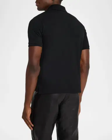 Saint Laurent Men's Embroidered Cassandre Cotton Polo Shirt | Thumbnail 3 Saint Laurent Men's Embroidered Cassandre Cotton Polo Shirt | Thumbnail 3