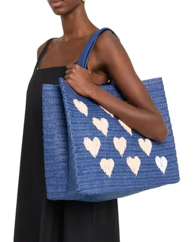 BTB Los Angeles Embroidered Heart Beach Tote Bag | Thumbnail 1 BTB Los Angeles Embroidered Heart Beach Tote Bag | Thumbnail 1