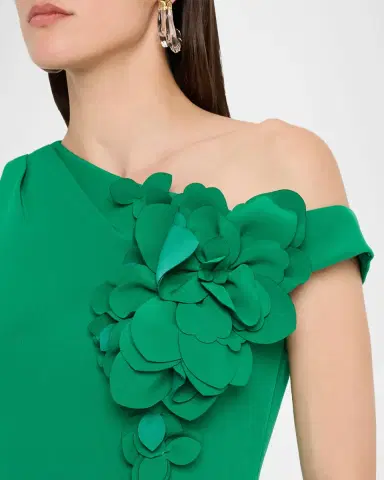 Rickie Freeman for Teri Jon One-Shoulder Floral Applique Stretch Crepe Gown | Thumbnail 5 Rickie Freeman for Teri Jon One-Shoulder Floral Applique Stretch Crepe Gown | Thumbnail 5