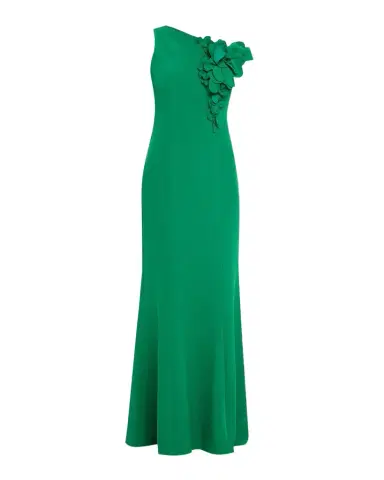 Rickie Freeman for Teri Jon One-Shoulder Floral Applique Stretch Crepe Gown | Thumbnail 1 Rickie Freeman for Teri Jon One-Shoulder Floral Applique Stretch Crepe Gown | Thumbnail 1