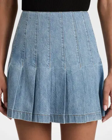 ALICE + OLIVIA Carter Pleated Denim Mini Skirt | Thumbnail 5 ALICE + OLIVIA Carter Pleated Denim Mini Skirt | Thumbnail 5