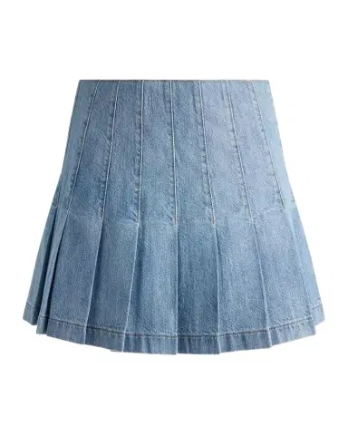 ALICE + OLIVIA Carter Pleated Denim Mini Skirt | Thumbnail 1 ALICE + OLIVIA Carter Pleated Denim Mini Skirt | Thumbnail 1