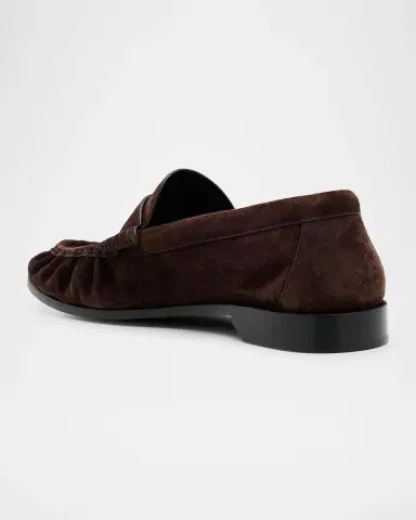 Saint Laurent Men's Suede Cassandre Penny Loafers | Thumbnail 2 Saint Laurent Men's Suede Cassandre Penny Loafers | Thumbnail 2
