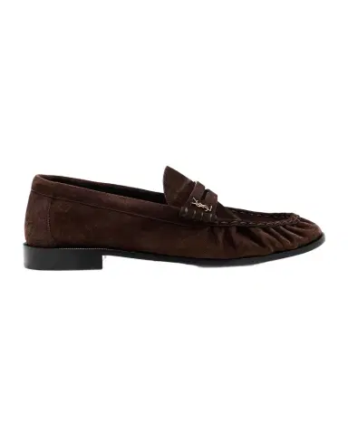 Saint Laurent Men's Suede Cassandre Penny Loafers | Thumbnail 1 Saint Laurent Men's Suede Cassandre Penny Loafers | Thumbnail 1
