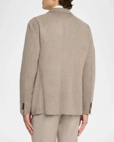 Giorgio Armani Men's Herringbone Cashmere and Wool Sport Coat | Thumbnail 3 Giorgio Armani Men's Herringbone Cashmere and Wool Sport Coat | Thumbnail 3