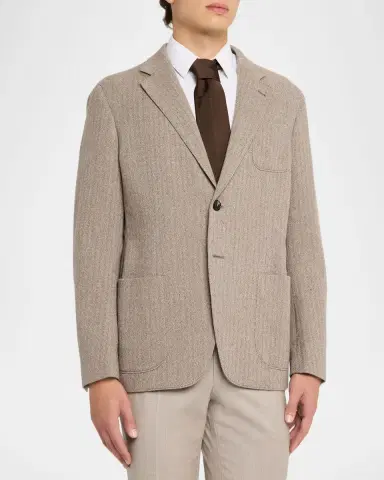 Giorgio Armani Men's Herringbone Cashmere and Wool Sport Coat | Thumbnail 4 Giorgio Armani Men's Herringbone Cashmere and Wool Sport Coat | Thumbnail 4