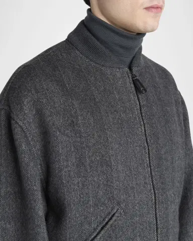 Giorgio Armani Men's Herringbone Cashmere and Wool Bomber Jacket | Thumbnail 5 Giorgio Armani Men's Herringbone Cashmere and Wool Bomber Jacket | Thumbnail 5
