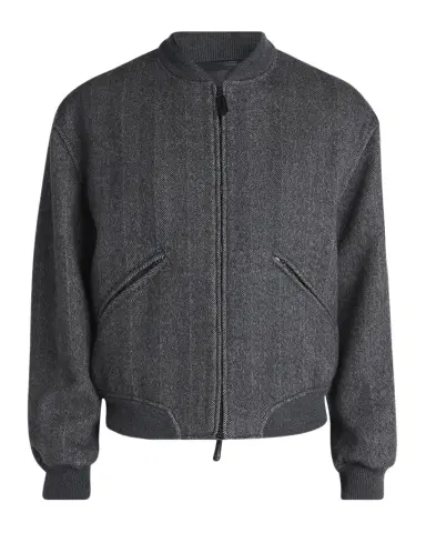 Giorgio Armani Men's Herringbone Cashmere and Wool Bomber Jacket | Thumbnail 1 Giorgio Armani Men's Herringbone Cashmere and Wool Bomber Jacket | Thumbnail 1