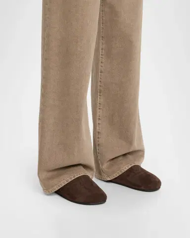 The Row Hudson Shearling-Lined Suede Slide Mules | Thumbnail 2 The Row Hudson Shearling-Lined Suede Slide Mules | Thumbnail 2