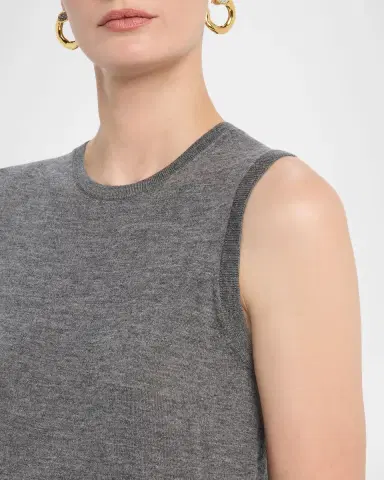 Neiman Marcus Cashmere Collection Superfine Cashmere Sleeveless Shell | Thumbnail 5 Neiman Marcus Cashmere Collection Superfine Cashmere Sleeveless Shell | Thumbnail 5
