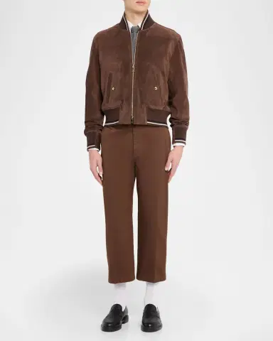 Thom Browne Men's Browne 65 Suede Bomber Jacket | Thumbnail 2 Thom Browne Men's Browne 65 Suede Bomber Jacket | Thumbnail 2