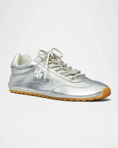 Tory Burch Field Metallic Leather Low-Top Sneakers | Thumbnail 3 Tory Burch Field Metallic Leather Low-Top Sneakers | Thumbnail 3