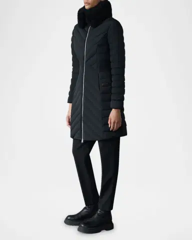 Mackage Lyris Quilted Down Coat with Detachable Shearling Trim | Thumbnail 4 Mackage Lyris Quilted Down Coat with Detachable Shearling Trim | Thumbnail 4