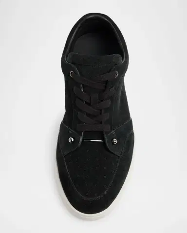 Christian Louboutin Men's Chambelisneak Collar-Pin Suede Low-Top Sneakers | Thumbnail 4 Christian Louboutin Men's Chambelisneak Collar-Pin Suede Low-Top Sneakers | Thumbnail 4