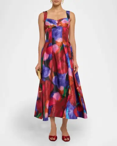 Rebecca Vallance Cabaret Roses Pleated Sweetheart Midi Dress | Thumbnail 2 Rebecca Vallance Cabaret Roses Pleated Sweetheart Midi Dress | Thumbnail 2