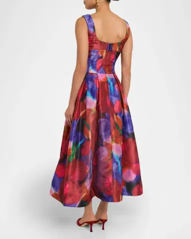 Rebecca Vallance Cabaret Roses Pleated Sweetheart Midi Dress | Thumbnail 3 Rebecca Vallance Cabaret Roses Pleated Sweetheart Midi Dress | Thumbnail 3