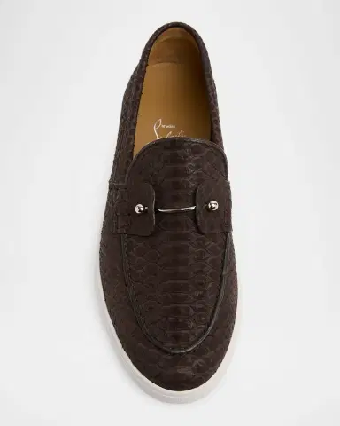 Christian Louboutin Men's Chambeliboat Python Collar-Pin Boat Shoes | Thumbnail 4 Christian Louboutin Men's Chambeliboat Python Collar-Pin Boat Shoes | Thumbnail 4