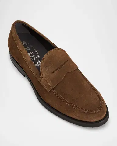 Tod 's Men's Suede Rubber-Sole Penny Loafers | Thumbnail 2 Tod 's Men's Suede Rubber-Sole Penny Loafers | Thumbnail 2