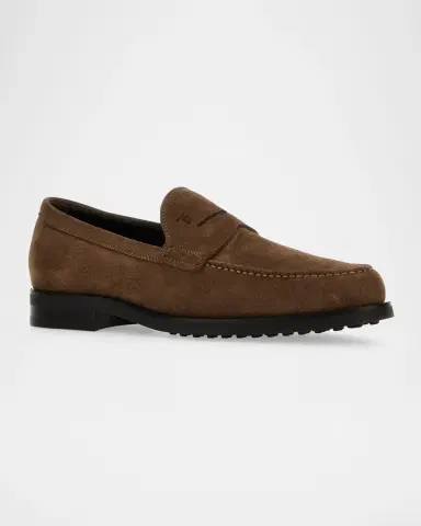 Tod 's Men's Suede Rubber-Sole Penny Loafers | Thumbnail 3 Tod 's Men's Suede Rubber-Sole Penny Loafers | Thumbnail 3
