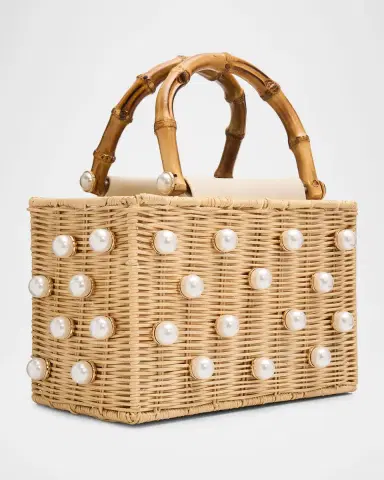 BTB Los Angeles Chloe Pearly Rattan Box Top-Handle Bag | Thumbnail 2 BTB Los Angeles Chloe Pearly Rattan Box Top-Handle Bag | Thumbnail 2