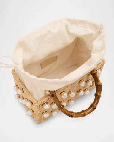 BTB Los Angeles Chloe Pearly Rattan Box Top-Handle Bag | Thumbnail 3 BTB Los Angeles Chloe Pearly Rattan Box Top-Handle Bag | Thumbnail 3