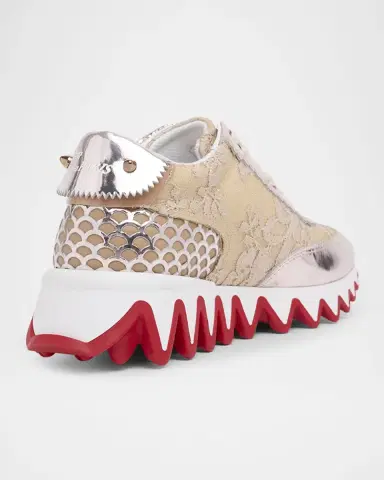Christian Louboutin Girl's Mini Shark Mixed Media Sneakers, Toddler/Kid | Thumbnail 2 Christian Louboutin Girl's Mini Shark Mixed Media Sneakers, Toddler/Kid | Thumbnail 2