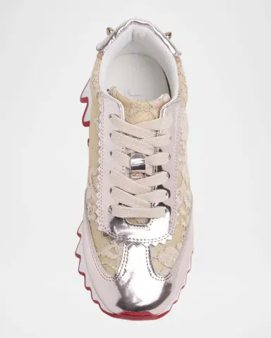 Christian Louboutin Girl's Mini Shark Mixed Media Sneakers, Toddler/Kid | Thumbnail 4 Christian Louboutin Girl's Mini Shark Mixed Media Sneakers, Toddler/Kid | Thumbnail 4