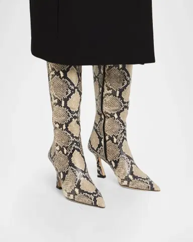 Stuart Weitzman 85mm Vinnie Snake-Printed Leather Knee-High Boots | Thumbnail 2 Stuart Weitzman 85mm Vinnie Snake-Printed Leather Knee-High Boots | Thumbnail 2