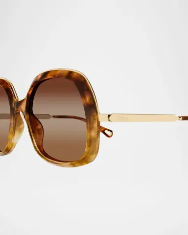 Chloé Leia 56mm Acetate & Metal Square Sunglasses | Thumbnail 3 Chloé Leia 56mm Acetate & Metal Square Sunglasses | Thumbnail 3