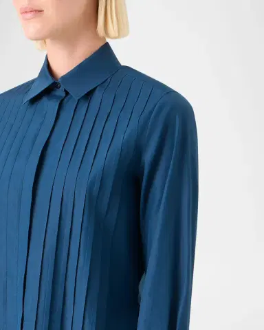 Akris Pleated Front Cotton Poplin Button-Down Shirt | Thumbnail 5 Akris Pleated Front Cotton Poplin Button-Down Shirt | Thumbnail 5