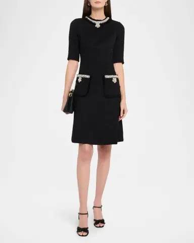 Rickie Freeman for Teri Jon Bead & Crystal-Trim Boucle Dress | Thumbnail 2 Rickie Freeman for Teri Jon Bead & Crystal-Trim Boucle Dress | Thumbnail 2