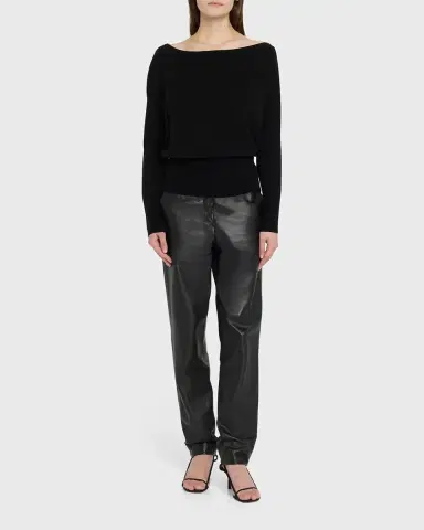 Simkhai Lavina Draped Off-Shoulder Sweater | Thumbnail 2 Simkhai Lavina Draped Off-Shoulder Sweater | Thumbnail 2